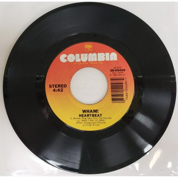 Record 45 RPM Vinyl  Wham! Freedom/ Heartbeat with Picture Sleeve VINTAGE  1984 - Picture 4 of 6